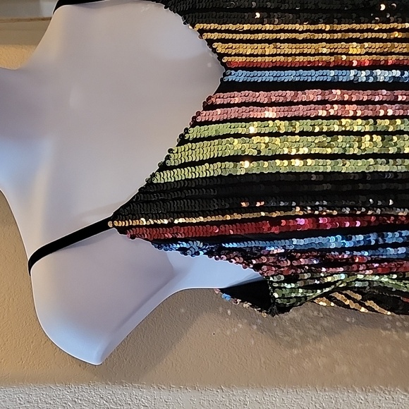 INC Women's Multi Color Stripe Sequined Glam Adjustable Strap Top XXL NWT - Picture 10 of 11